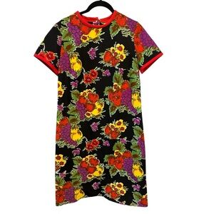 Vintage Poly Fruits and Flowers Dress